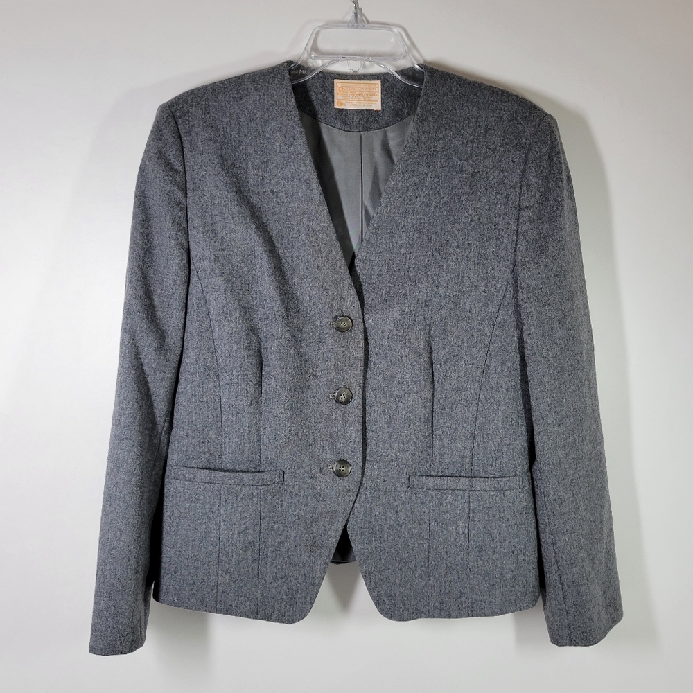 Pendleton Gray Wool 3 Button Blazer Jacket Women … - image 1